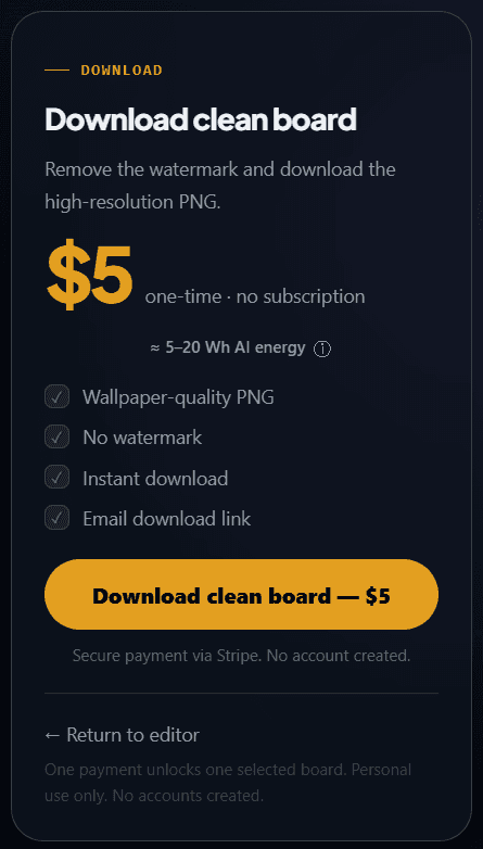 HeroBoardMaker checkout screen