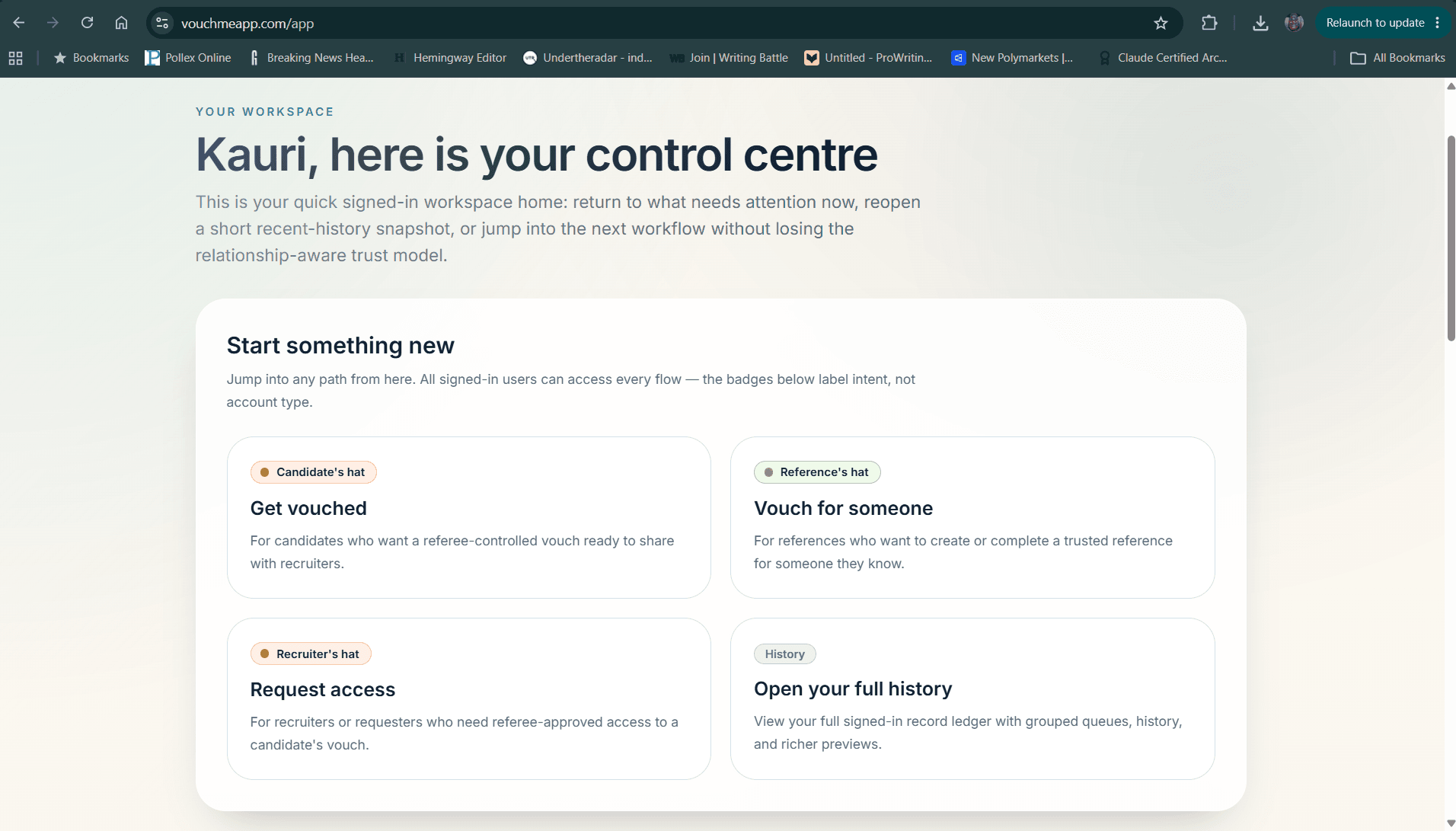 VouchMeApp recruiter dashboard