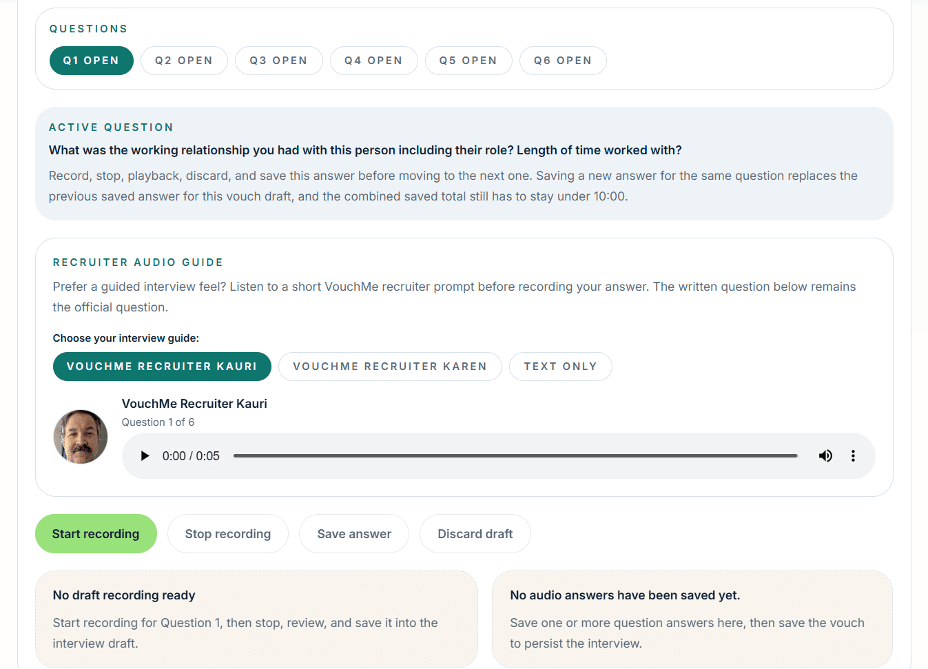 VouchMeApp reference record detail