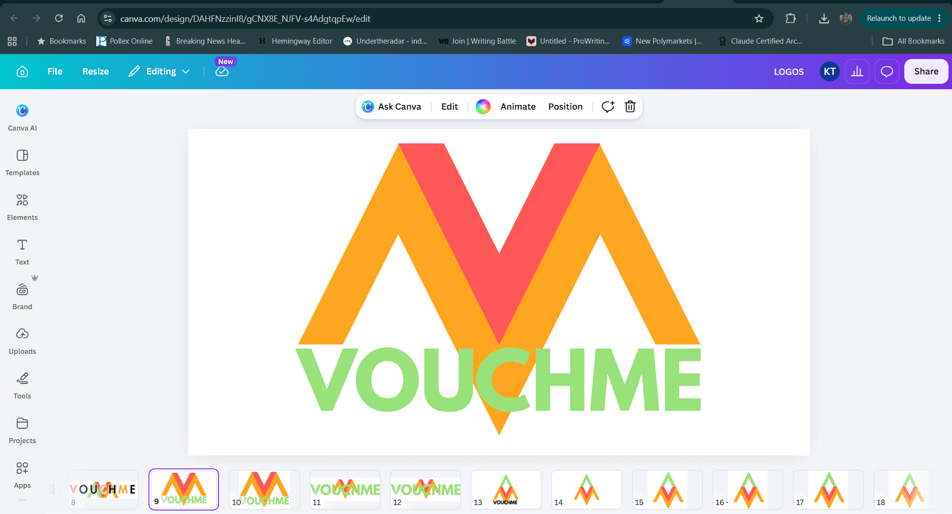 Canva visual exploration for VouchMeApp