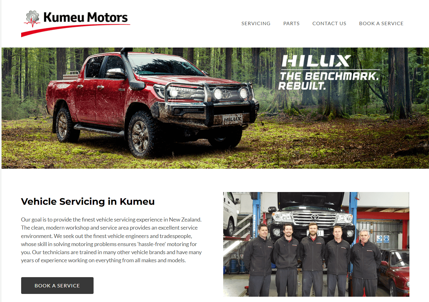 Before screenshot of an older local business website homepage before a website refresh